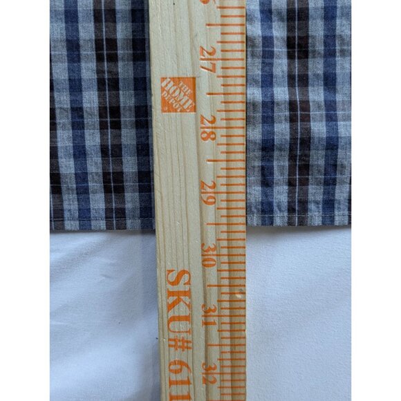 Tie Bar Trim Fit Blue Brown Plaid Button-Down Shirt Mens Small long Sleeve NWT - Picture 4 of 13